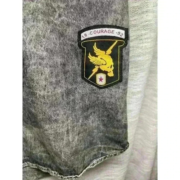 Men’s Large N1 Flag, Skull, Wings Distressed 2 Pocket Button Up Short Sleeve - Picture 6 of 15